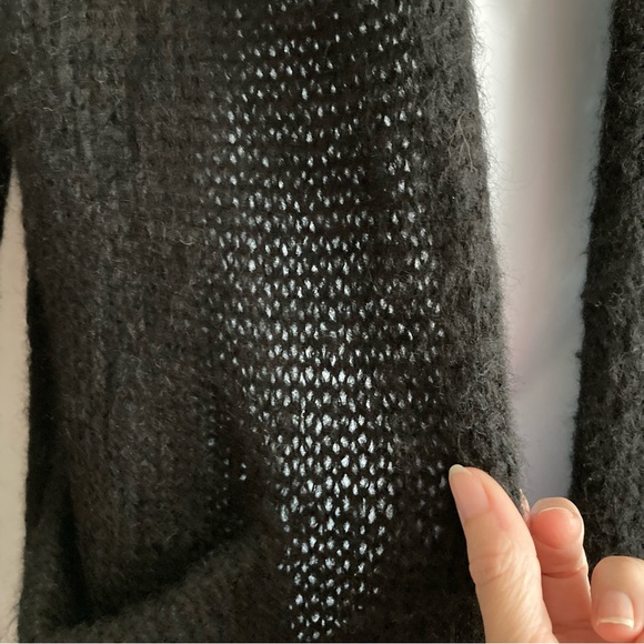 Current/Elliott Black Alpaca Blend The Long Slash Open Front Cardigan, Sz 2/M - Picture 7 of 15